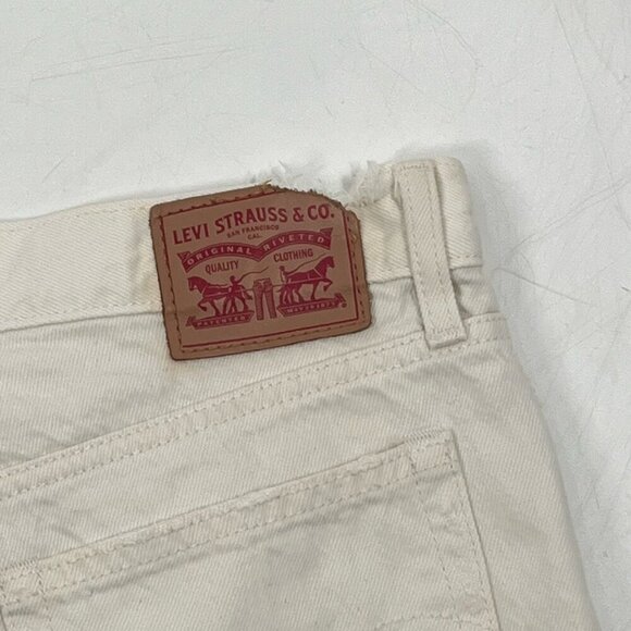 Levis White Denim Shorts Distressed Sz 30 Button Fly High Rise - Picture 4 of 5